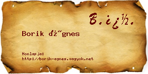 Borik Ágnes névjegykártya